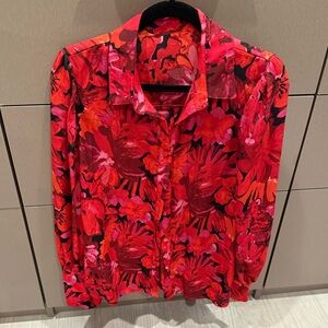 Vibrant Floral Button-Up Blouse